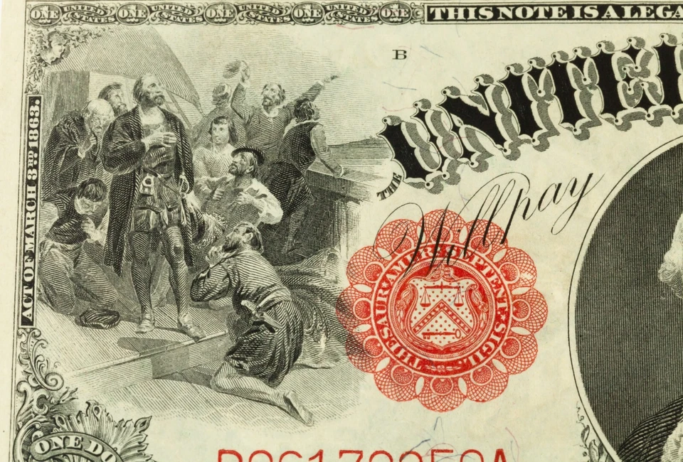 Series of 1917 $1 US Note in About Uncirculated AU Condition FR 37 - Image 3 of 4