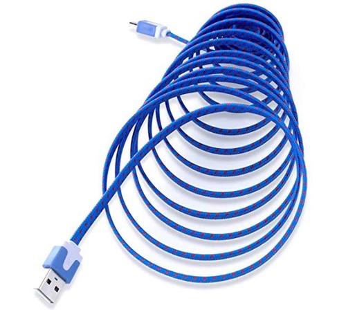 NTJ 10FT LONG Flat Braided Fabric Charger Cable charging for MICRO USB data sync - Picture 15 of 22
