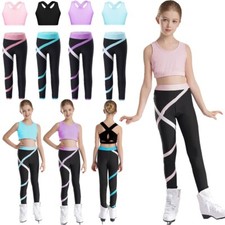 Kids Girl's Crop Top With Pants Hiking Tracksuit Teen Sweatsuit Workout Skating