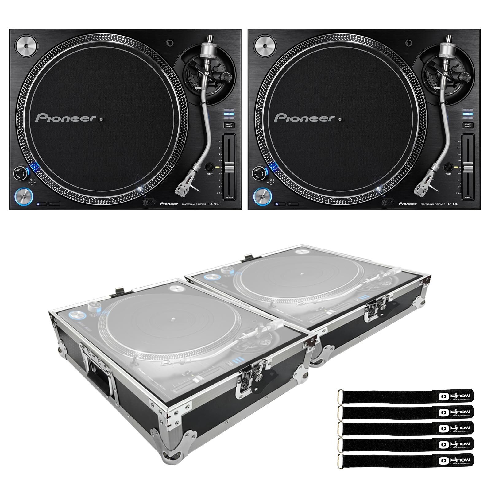 Профессиональные проигрыватели виниловых пластинок Pioneer DJ PLX-1000 с прямым приводом в паре в серебряных футлярах 259990₽