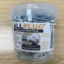 Adiseal AllPlug 6mm Universal Wall Plug tub of 100 + 100 woodscrews - AP6S100
