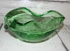 Vintage Murano Style Green Glass Bowl - Bullicante Controlled Bubbles