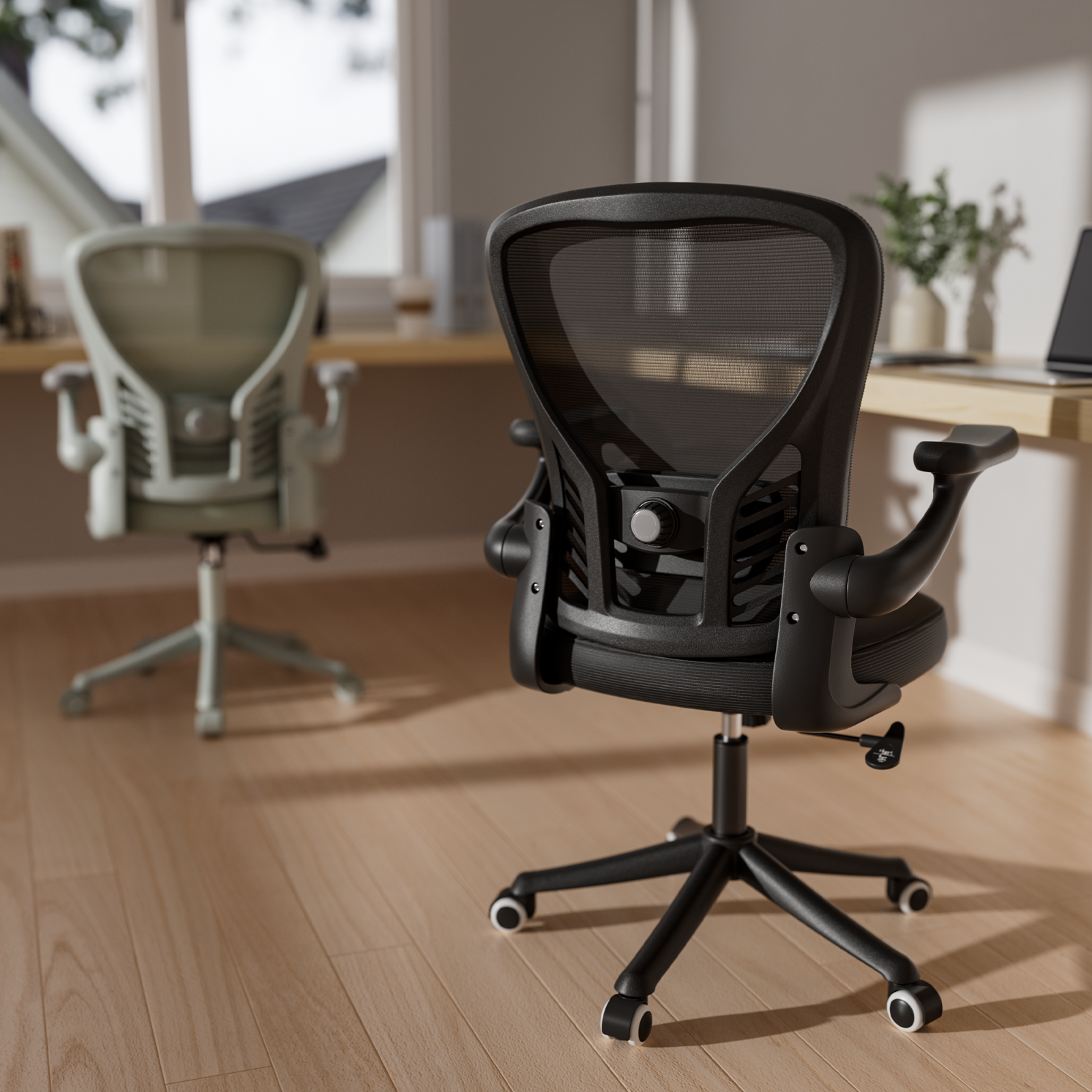 Ergonomic Adjustable Office Chair with Back Support and Modern Armrests-image