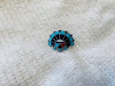 Native American Vintage Zuni V Wallace Signed Sunface Sterling Silver Sz 8 Ring