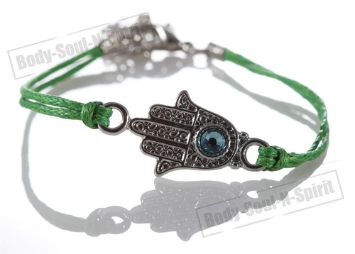 5 bracelet à cordon VERT contre le HAMSA Kabbale bijoux porte bonheur - Picture 2 of 2