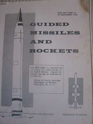 Military Rockets Pdf DOD FACT SHEET 1-4 Guided Missiles and Rockets RARE 11/24/58 | eBay