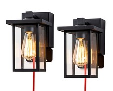 1/2 Pack Porch Lights with GFCI Outlet Black ...