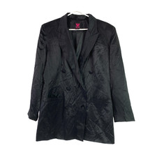 Vintage Virginia Slims V Wear Black Silk Double Breasted Blazer Womens Large