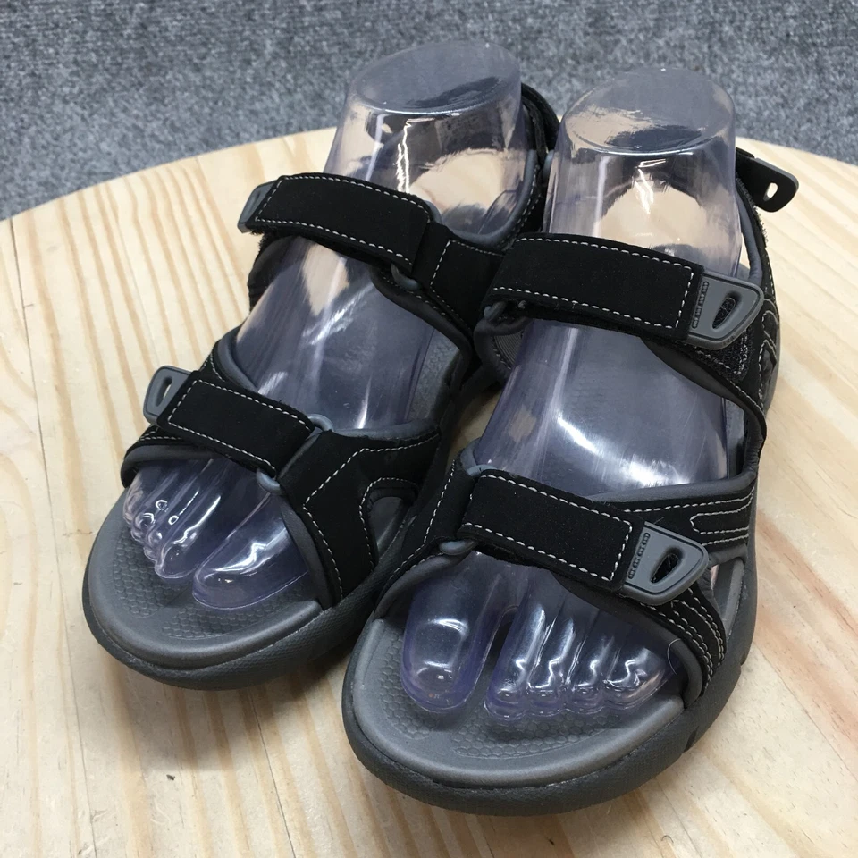 Khombu Sandals Womens 6 M Evelyn Sporty Slingback Flats Black Faux Leather - Image 3 of 4