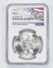 1922 MS63 MS 63 Peace Silver Dollar NGC Flag 2021 100th Ann Label *9197