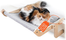 - Amaca per Gatti Pensile in Stoffa Resistente Con Supporto in Legno E Metallo, 