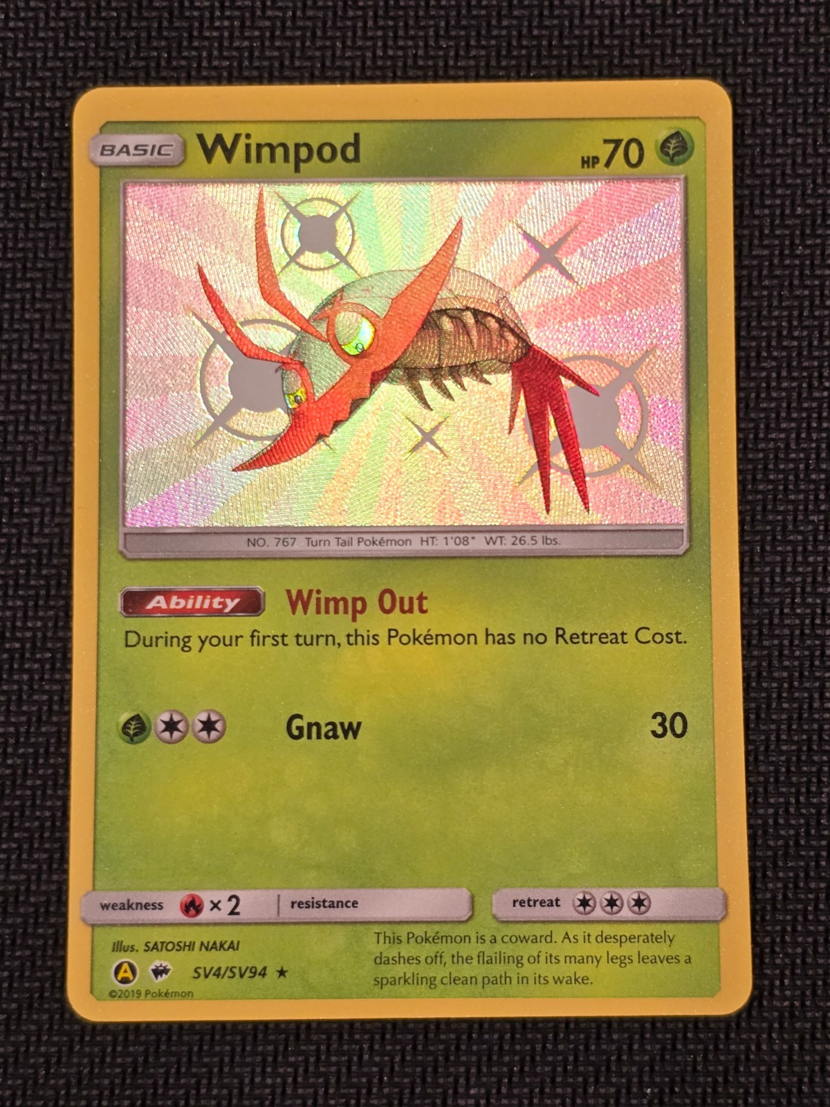 Wimpod SV4/SV94 Hidden Fates: Shiny Vault Holo - top/right heavy boarder