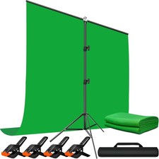Green Screen Backdrop Kit 2m x 1.5m & Stand, Photography Video Streaming Setup
