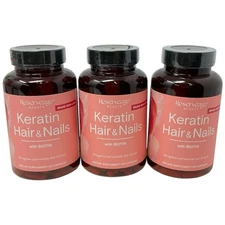 Lot of 3-Reserveage Keratin Hair And Nails with Biotin 60 Capsules Each
