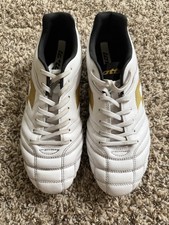 Lotto Stadio Soccer Cleats White Gold Men US 8 EU 40.5 Firm Ground FG