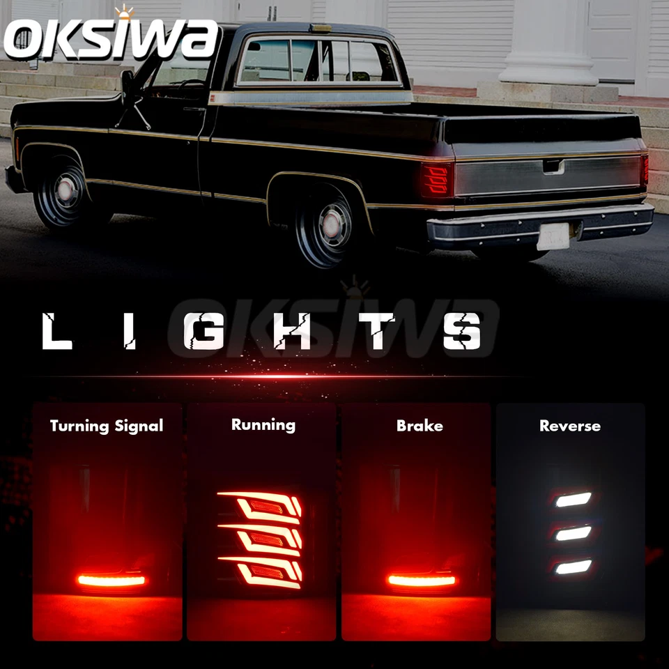 Sequential Full Led tail light for 1973-1987 Chevy& GMC Starting Animated,Smoked - Image 3 of 4