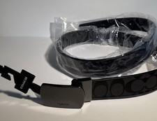 Coach Logo Unisex Black Charcoal Signature Belt NEW W/ Tags Size 46