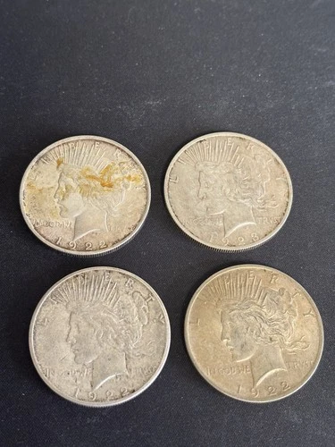 New Listing1922-1923 Peace Dollar Uncirculated Lot of 4 - Circulated 90% Silver US Coins