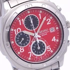 SEIKO Chronograph 7T92-0CA0 QZ Red Analog Watch Tested Vintage Style
