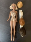 Vintage Mattel Barbie/Midge “Fashion Queen” W/3 Wigs; Gold Lame Swimsuit/Turban