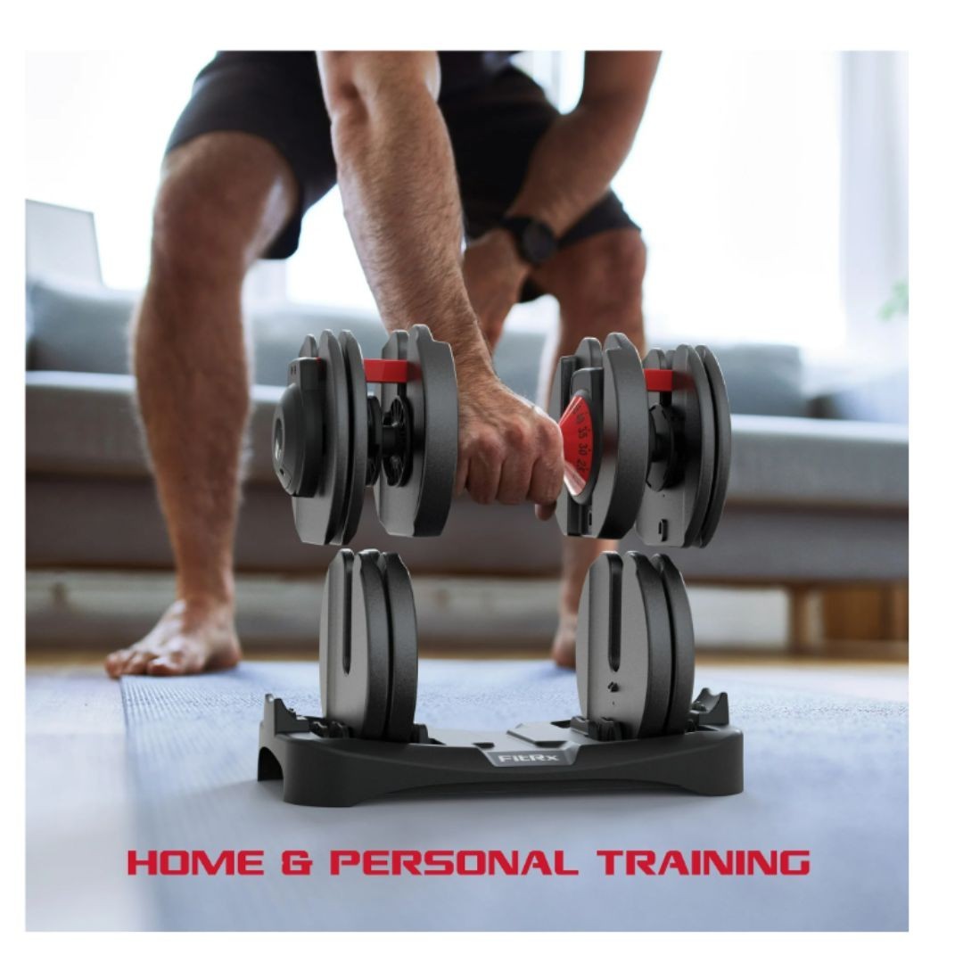 FitRx Adjustable Dumbbells, 52.5lb SmartBell Dumbbell Set with Quick-Select Weig