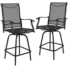 Valerie all-weather swivel patio barstools with footrest and armrests,