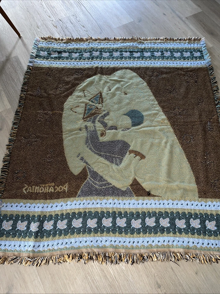 Vintage Disney POCAHONTAS Movie TAPESTRY Blanket Throw 50x58 Fringe BEACON 1995 - Image 4 of 4