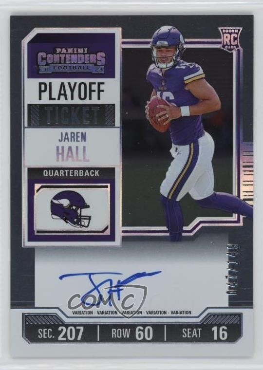 2023 Contenders RPS Variation Playoff Ticket /149 Jaren Hall Rookie Auto RC 1aw7
