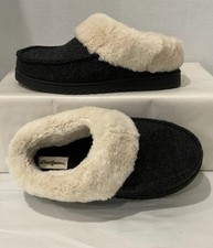 Dearfoams Women  s Sz Lg 9-10 Indoor/Outdoor Memory Foam Clog Slippers Dark Gray