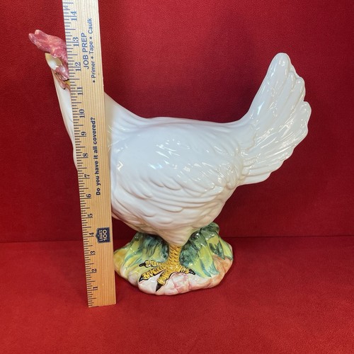 Vintage Ceramic Hen Chicken Hand Painted Statue Made In Italy 14” Tall - Picture 7 of 24