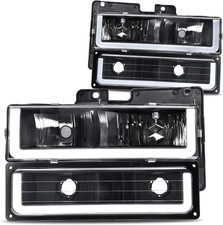 LED DRL Headlights Assembly Compatible with 1990-1999 Chevy Silverado C/K 1500 2
