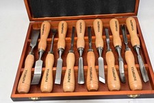 Faithfull 12 piece Woodcarving Set in a wooden storage case
