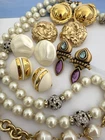 Vintage Gold Tone Signed Jewelry Lot Trifari Napier St. John Necklace Earrings