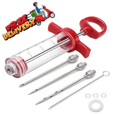TGE-V 1-oz Plastic BBQ Marinade Injector Kit, Turkey Injector Syringe