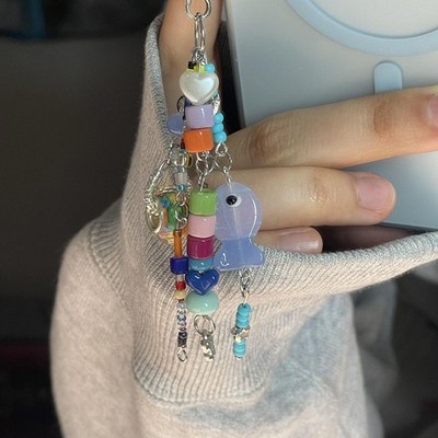 Boho Fish Heart Bead Keychain Phone Charm Strap For Girls Vintage Bag Lanyard