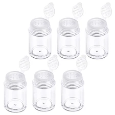 6 Pcs Clear Plastic Loose Powder Bottles with 12-Hole Sifter Travel Containers 1