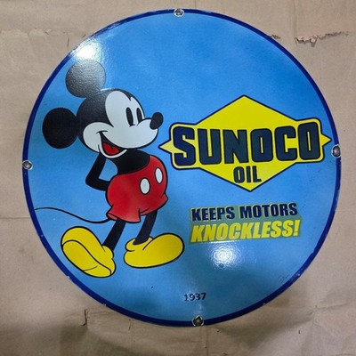 SUNOCO ÖL PORZELLAN EMAILSCHILD 29 X 29 ZOLL