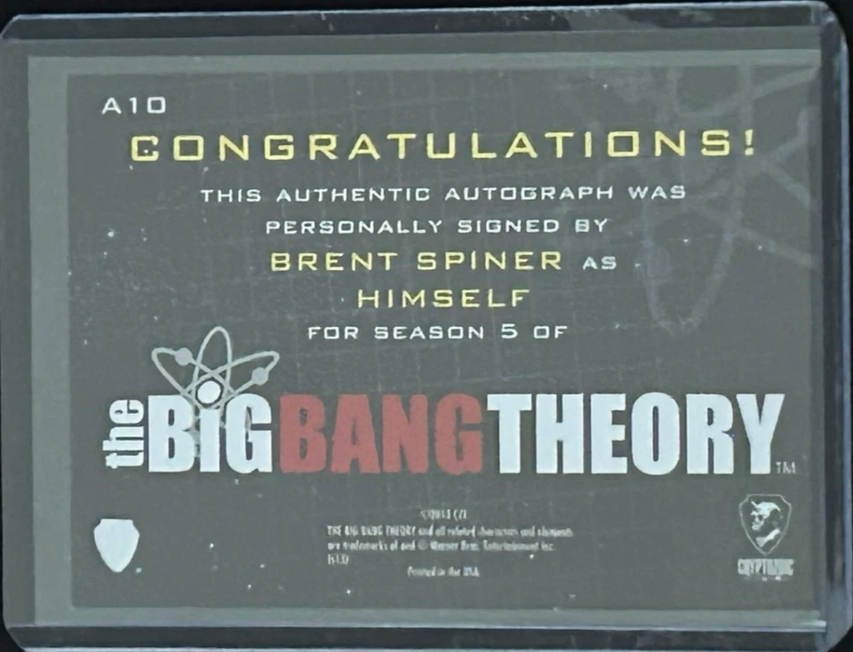2013 Big Bang Theory Season 5 Auto Card No. A10 Brent Spiner "Himself" - Image 2 of 2