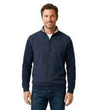 Ted Baker Men's Textured 1/4 Zip Cotton Knit Pullover Midnight Blue Size M