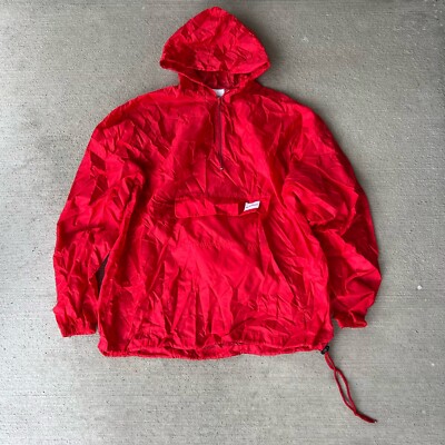MKI Miyuki Zoku Men s Red Lightweight Wind Smock Hooded Packable Jacket Size L