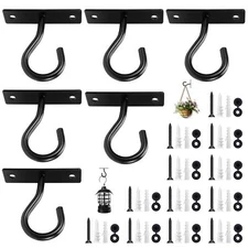 6 Pack 2.5 Inch Wall Ceiling Mount Hooks for Hanging Plants Flower Basket