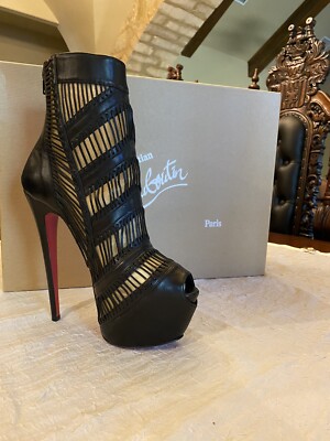 AUTHENTIC CHRISTIAN LOUBOUTIN STITCH ME 160 BLACK NAPPA LEATHER UK