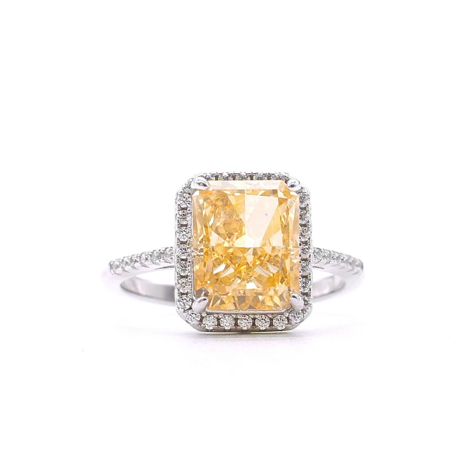 Juego Princesa Champagne: Circón Amarillo y Blanco, Anillo Chapado en Oro 18k y Rodio Foto 2 de 4