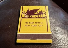 Christ Cella Steakhouse, New York City, Matchbook With Matches