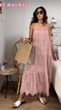 ZARA OVERSIZE L WOMEN OPENWORK EMBROIDERED DRESS PALE PINK - REF 5107/060 $90