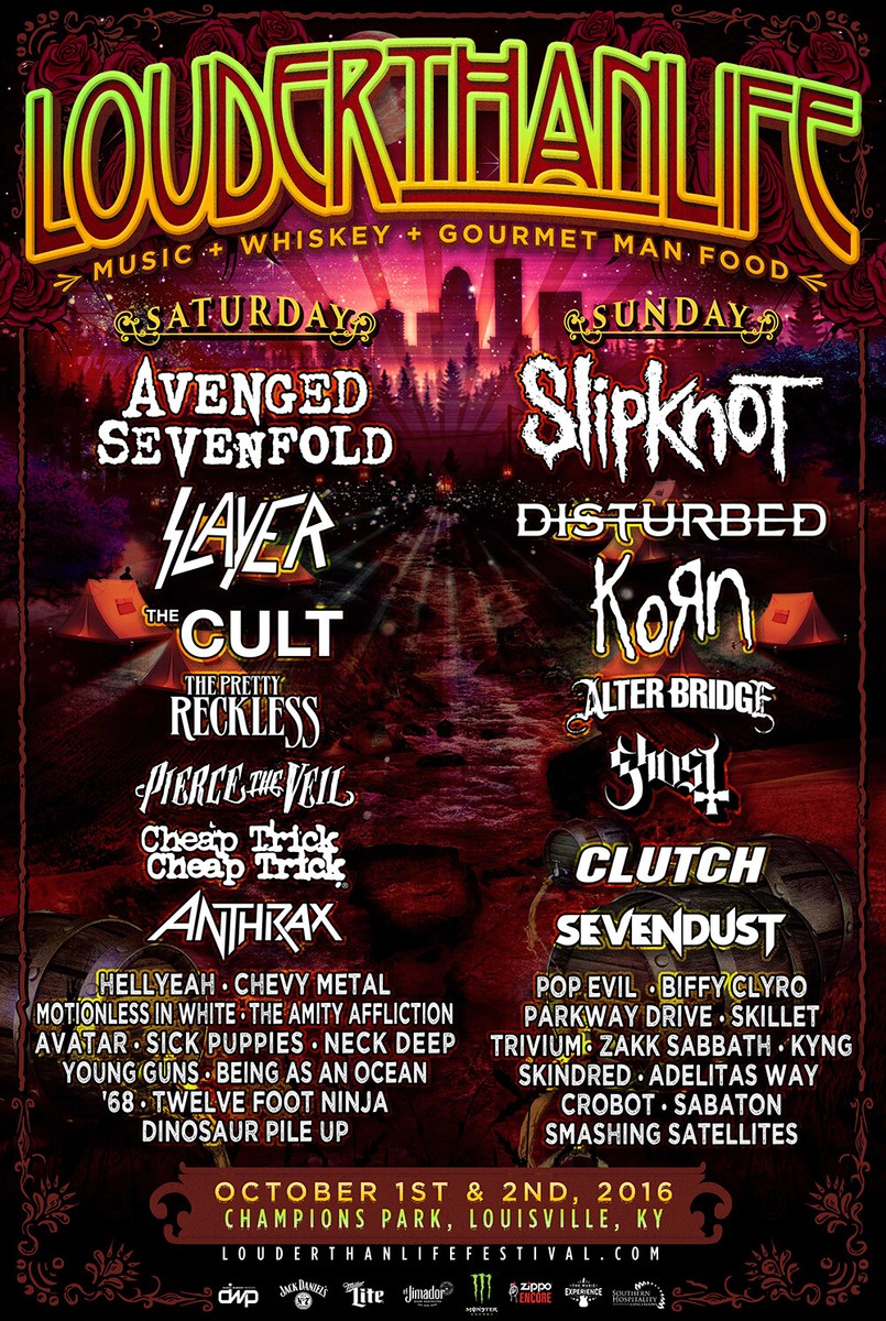 LOUDER THAN LIFE 2016 CONCERT POSTER:Avenged Sevenfold,Slipknot