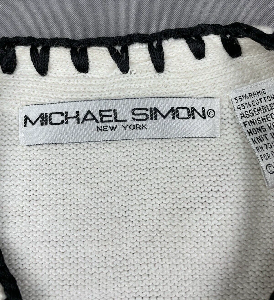 Chaleco Michael Simon New York Marfil y Negro Estrás Cuentas Lentejuelas Mujer Pequeño Foto 3 de 4