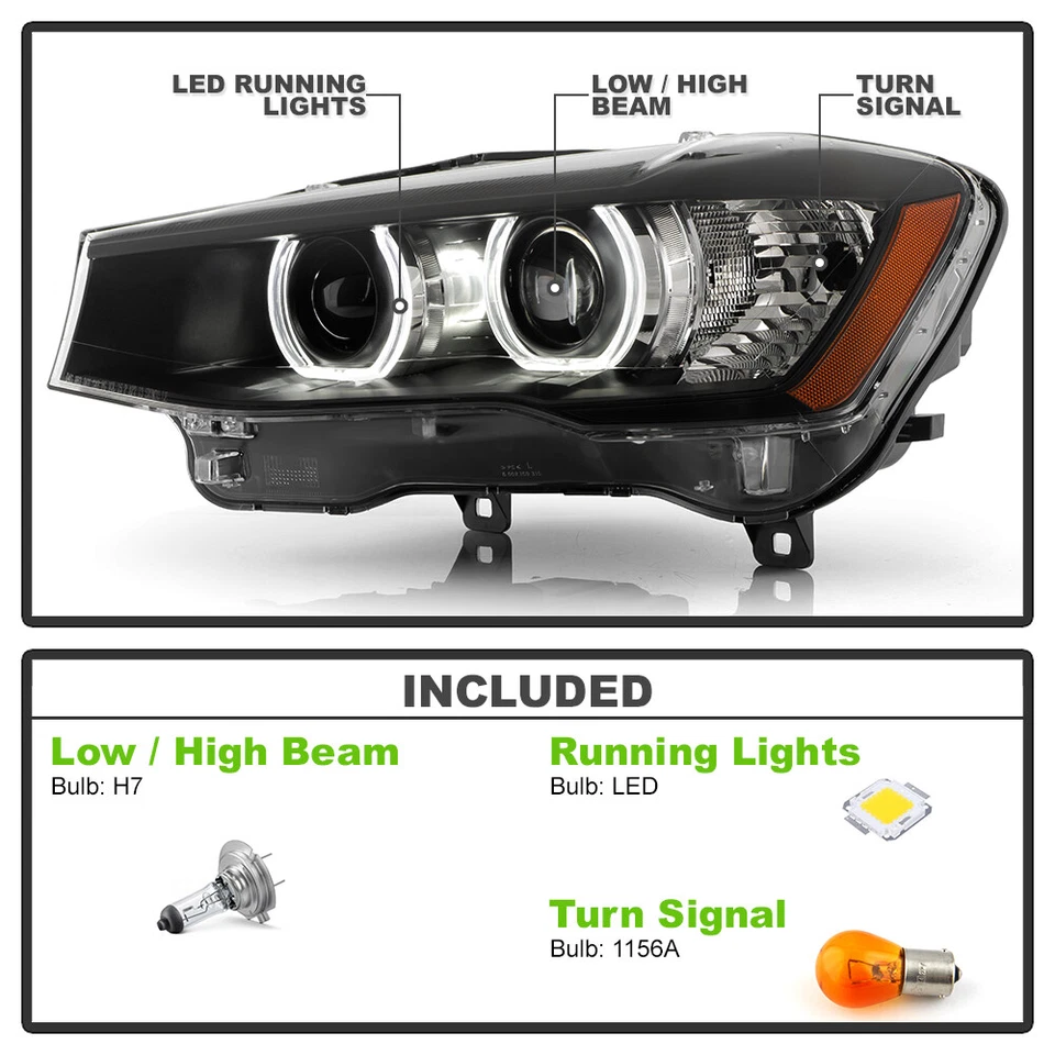 For 2015-2017 BMW X3 X4 Halogen Upgrade LED Tube Projector Headights Headlamps - Изображение 4 из 4