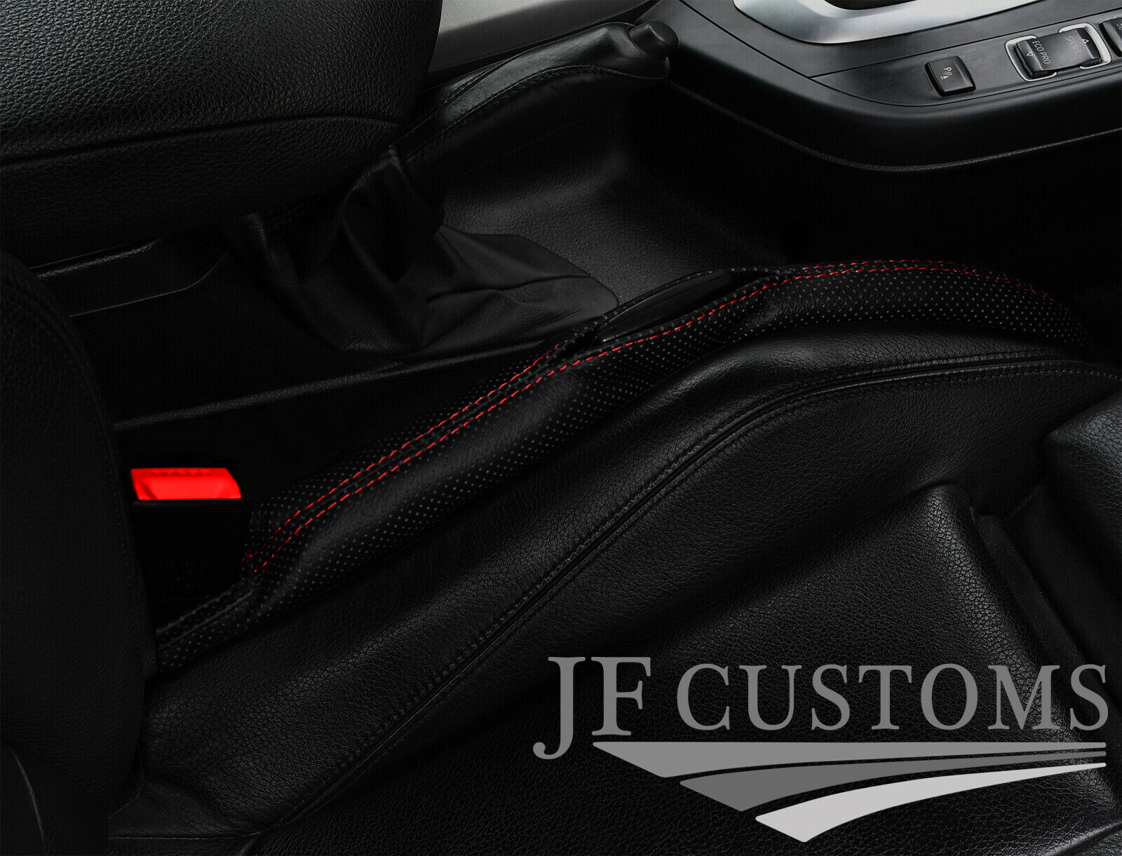 D RED STITCH PERFORATED LEATHER 2X CAR KEY HOLDER PROTECTOR FITS FIAT 500 07+