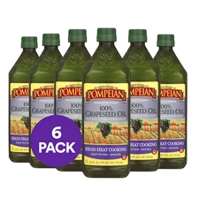 Pompeian 100% Grapeseed Oil Light and Subtle Flavor for High-Heat Pack of 6